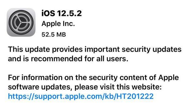 湖滨苹果手机维修分享iOS12.5.2发布，建议所有老苹果用户安装 